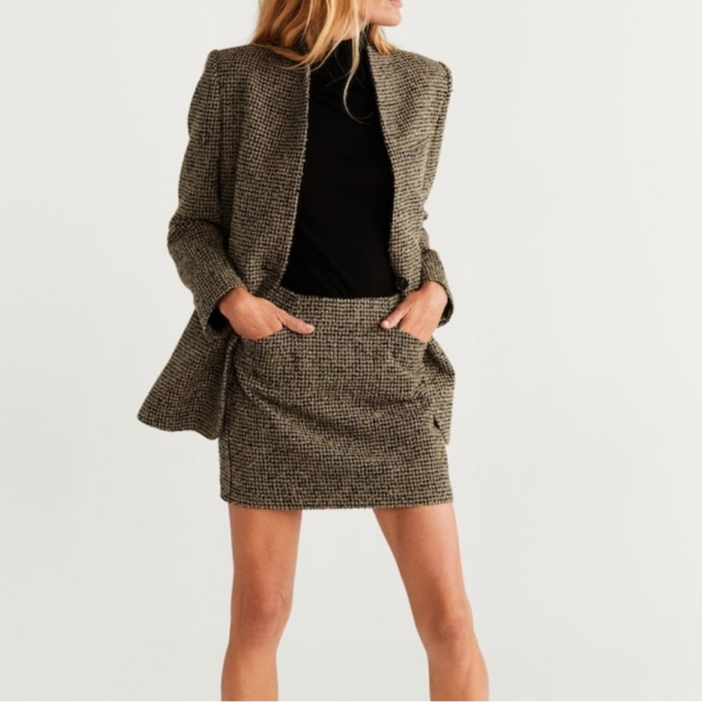 🤎🖤 NWT Mango Tweed Blazer and Skirt Set - Picture 4 of 10